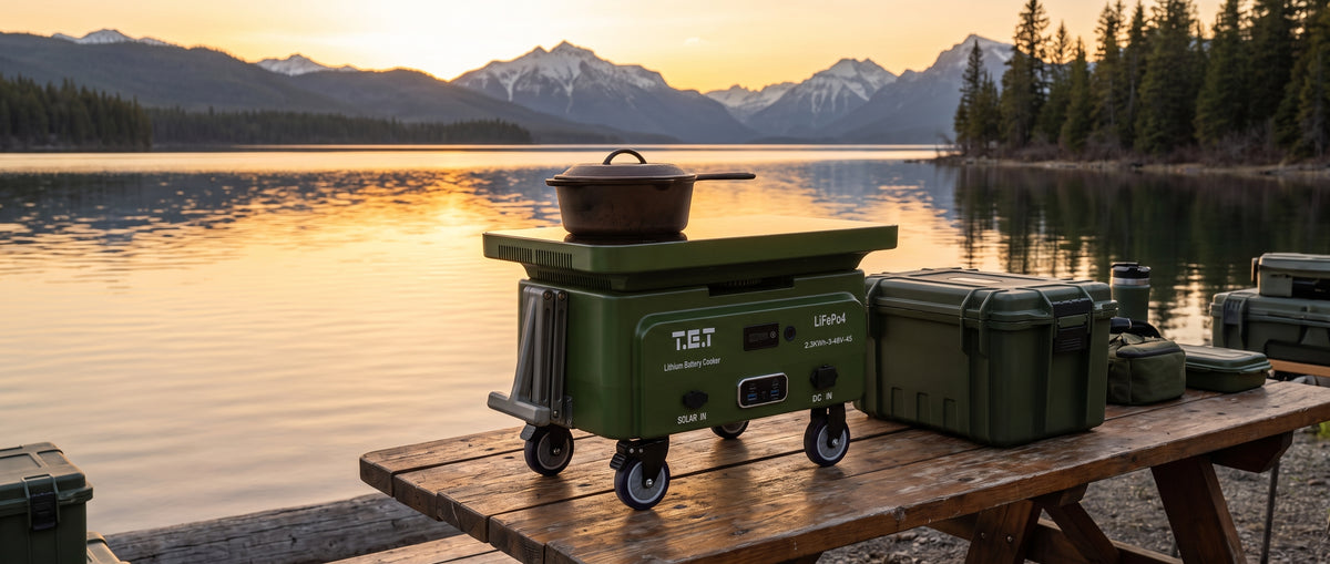 T.E.T Portable Power Cooking Station in an outdoor setting.