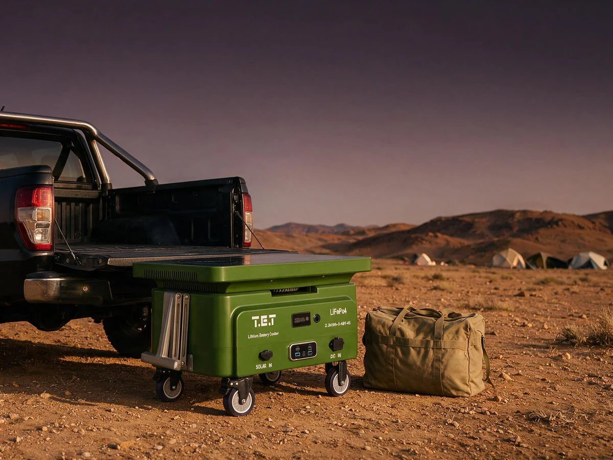 T.E.T station beside a vehicle for overlanding.